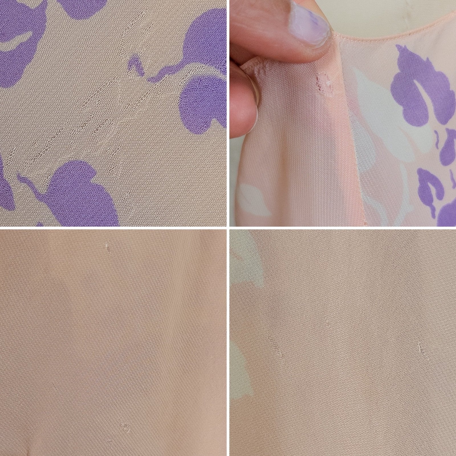 Vintage 1940's Nightgown - Sheer Baby Pink Rayon Chiffon with Violet & White Vine Print | XS, Small, Medium - Daggers & Dames