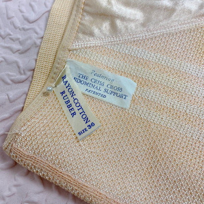 Vintage 1940's Panty Girdle | Peach Rayon Knit with Pink Stripes & Removeable Garters | Size S, M | Never Worn - Daggers & Dames
