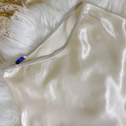 Vintage 1940's Pearly White Rayon Satin Tap Pants with Cotton Lace - by Seamprufe, size XS, S - Daggers & Dames