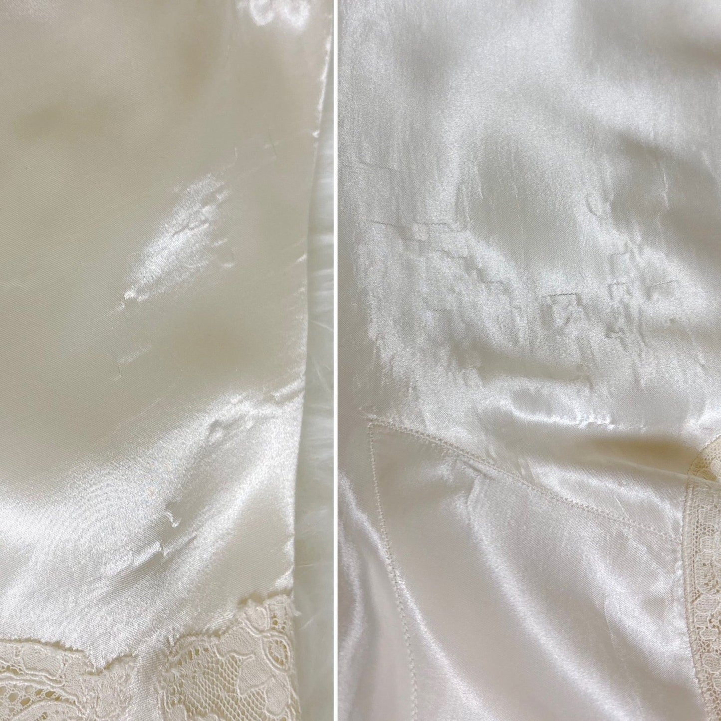 Vintage 1940's Pearly White Rayon Satin Tap Pants with Cotton Lace - by Seamprufe, size XS, S - Daggers & Dames