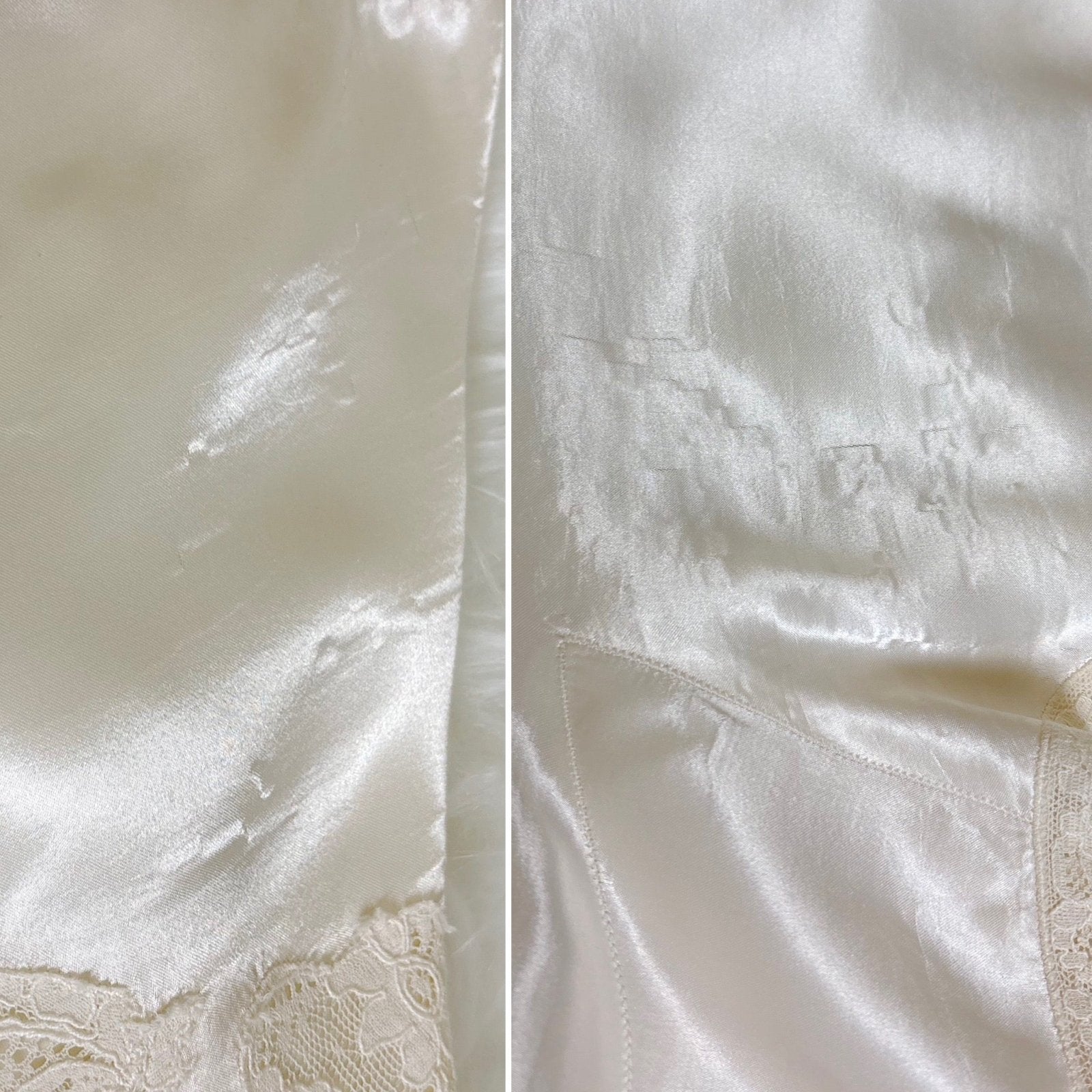 Vintage 1940's Pearly White Rayon Satin Tap Pants with Cotton Lace - by Seamprufe, size XS, S - Daggers & Dames