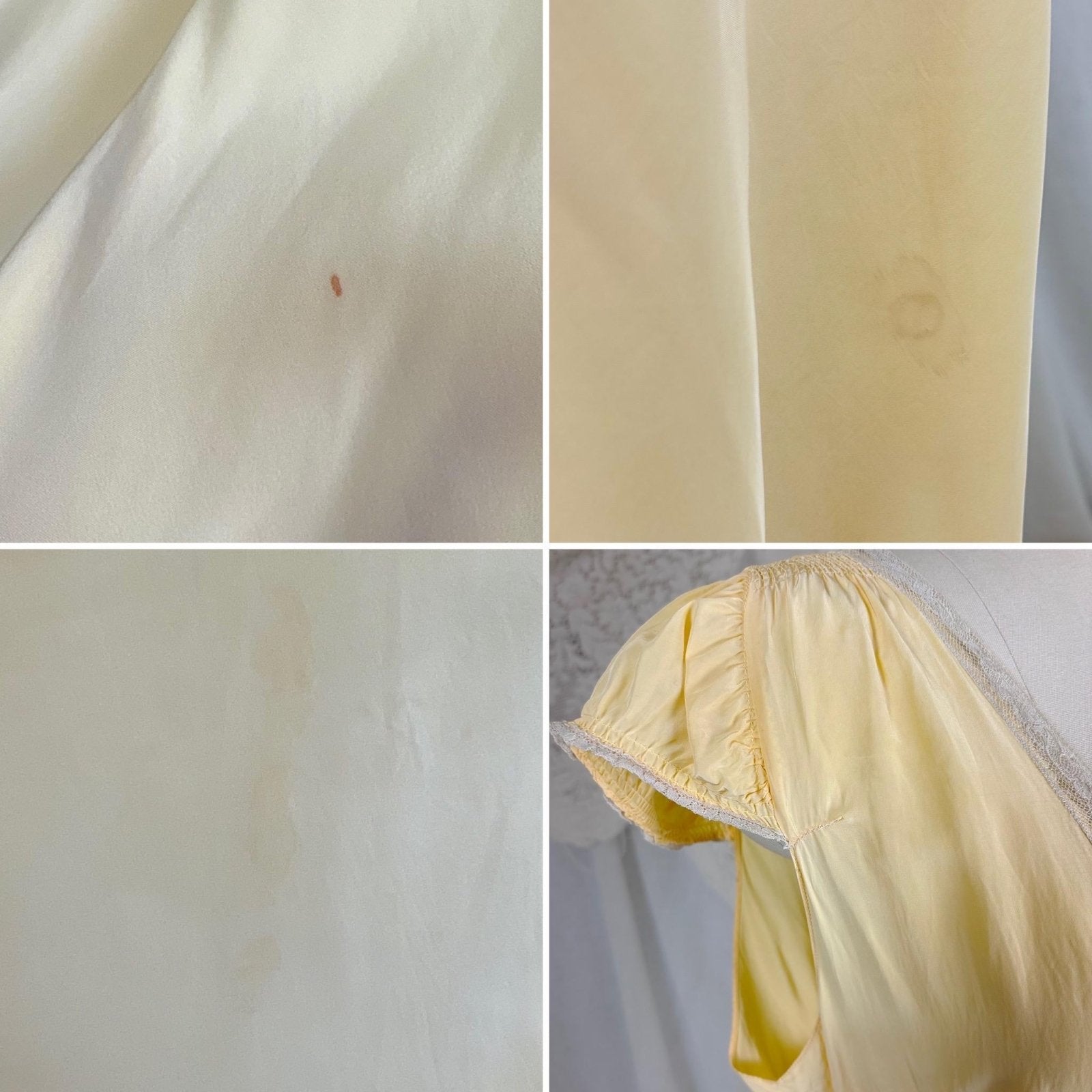 Vintage 1940's Primrose Yellow Rayon Nightgown with Cotton Lace - Size M - Daggers & Dames