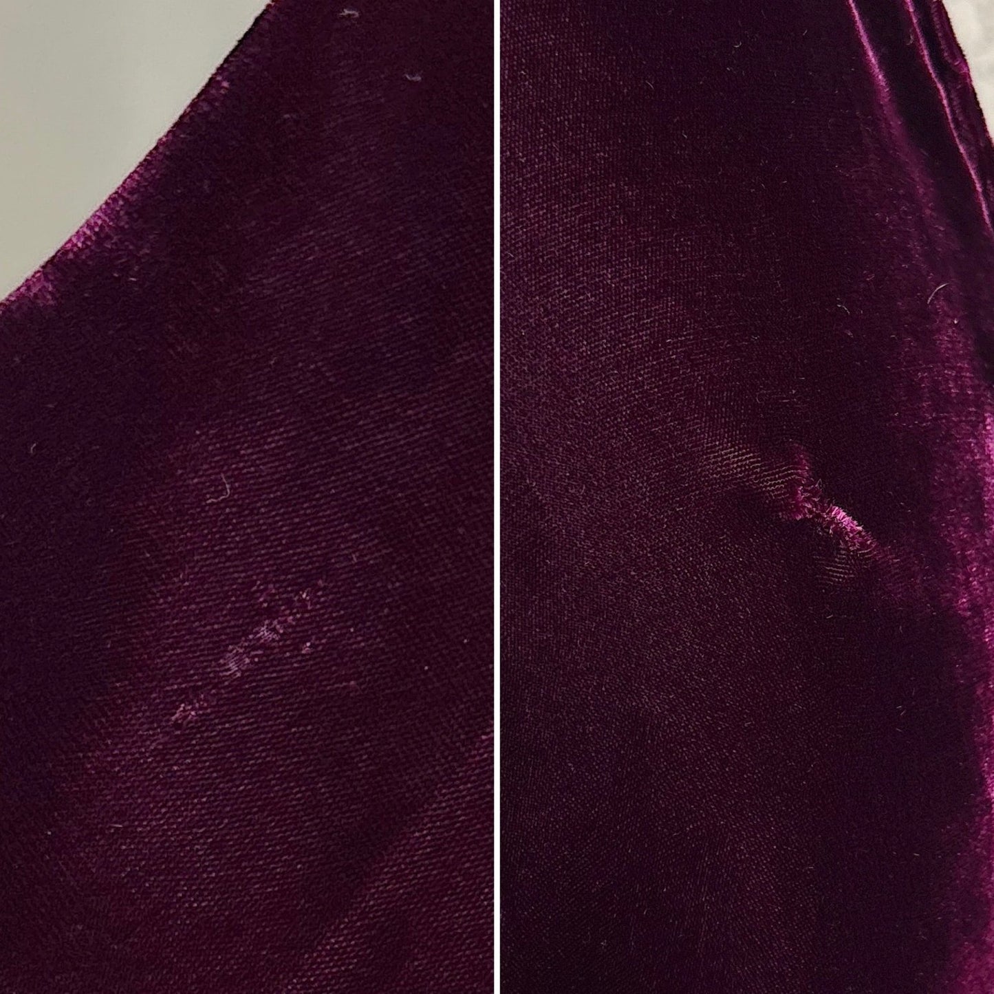 Vintage 1940's Rich Merlot Velvet Dress with Hammered Brass Buttons - Size S - Daggers & Dames