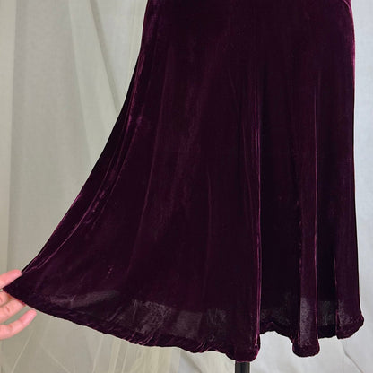Vintage 1940's Rich Merlot Velvet Dress with Hammered Brass Buttons - Size S - Daggers & Dames