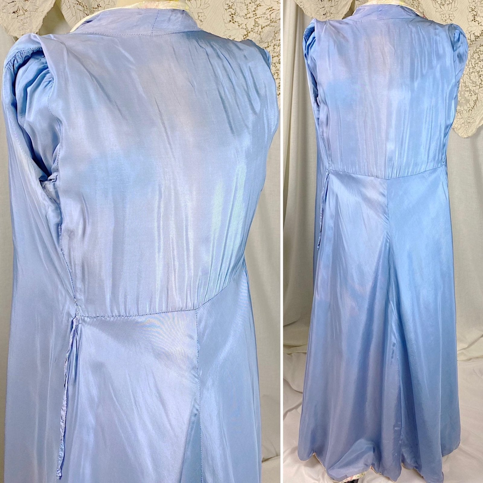 Vintage 1940's Robe | Quilted White Rayon Satin with Bright Floral Print | Size S, M - Daggers & Dames