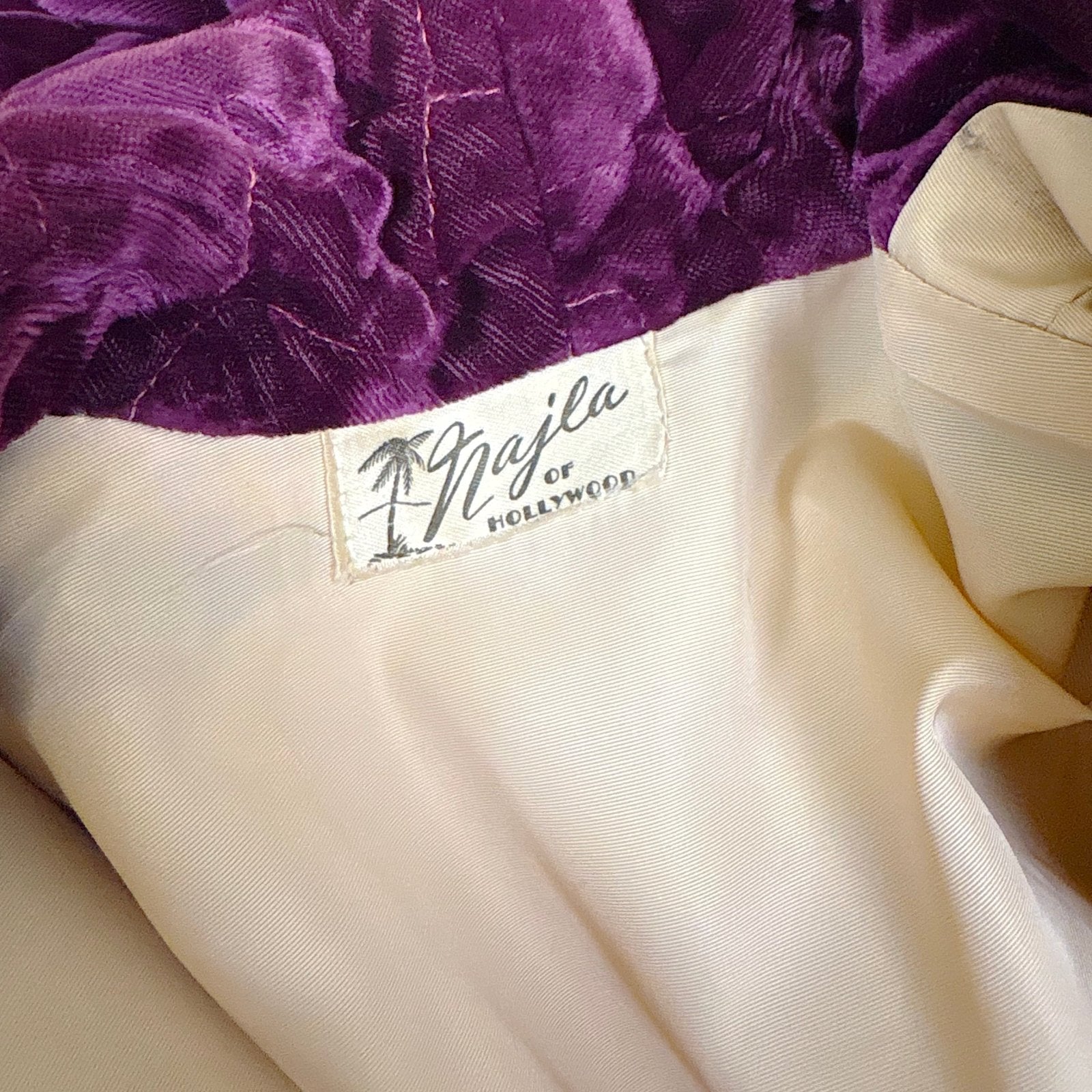 Vintage 1940's Royal Purple Quilted Velvet Robe - By Najla of Hollywood, Size S, M - Daggers & Dames