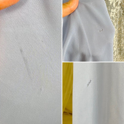 Vintage 1940's Sheer Periwinkle Blue Rayon Chiffon Maxi Dress with Rhinestone Lace Panel - by Glen - Joan, size M - Daggers & Dames