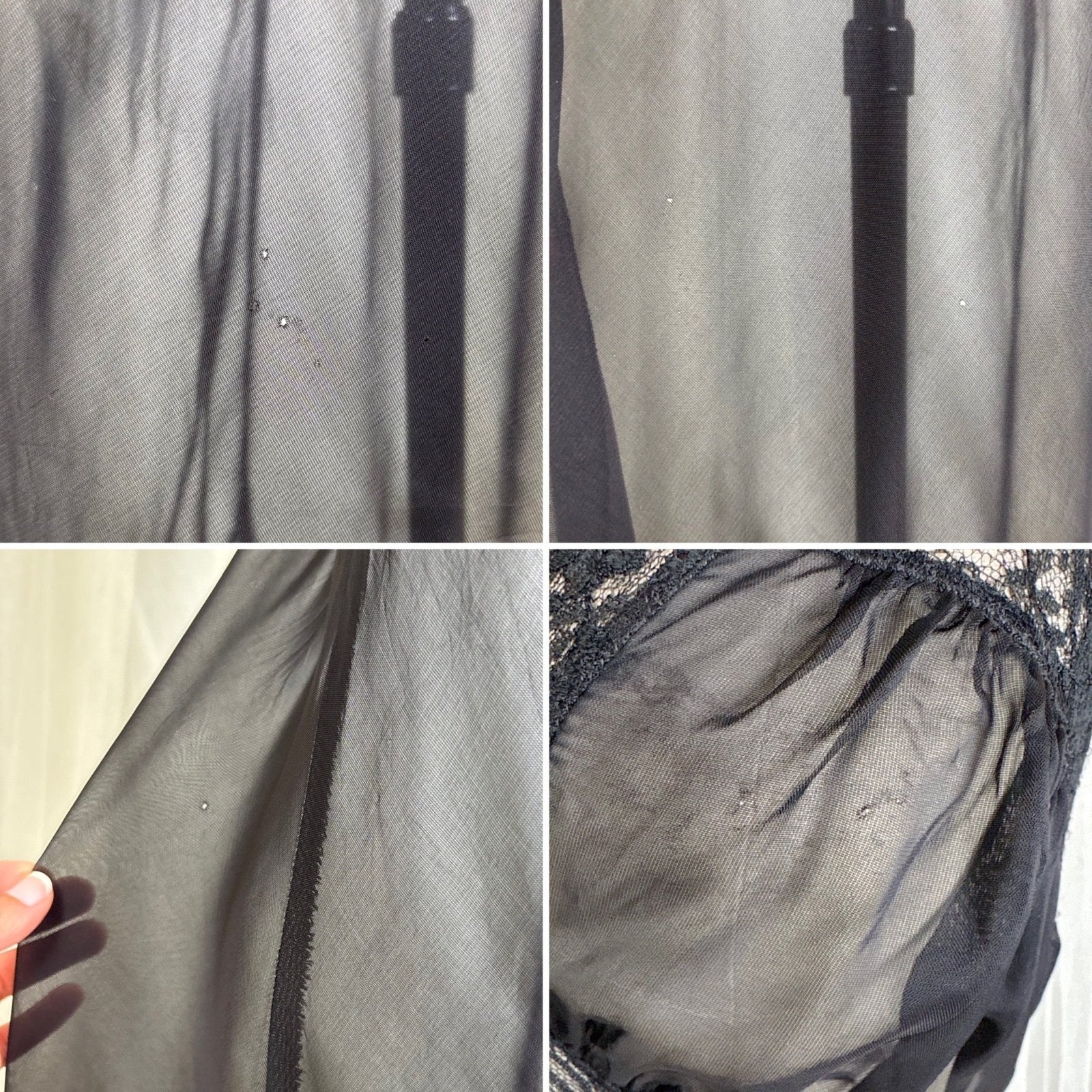 Vintage 1940's Sheer Rayon Chiffon Nightgown with Waist Cutout Design, size S, M - Daggers & Dames