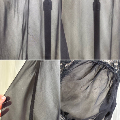 Vintage 1940's Sheer Rayon Chiffon Nightgown with Waist Cutout Design, size S, M - Daggers & Dames