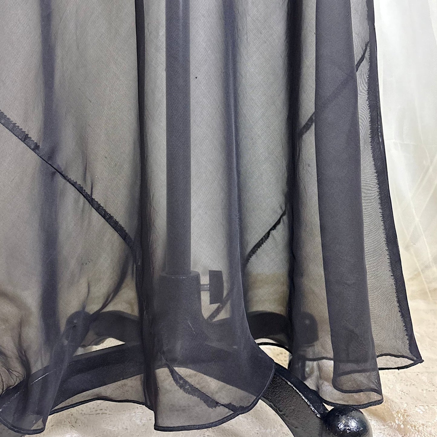 Vintage 1940's Sheer Rayon Chiffon Nightgown with Waist Cutout Design, size S, M - Daggers & Dames