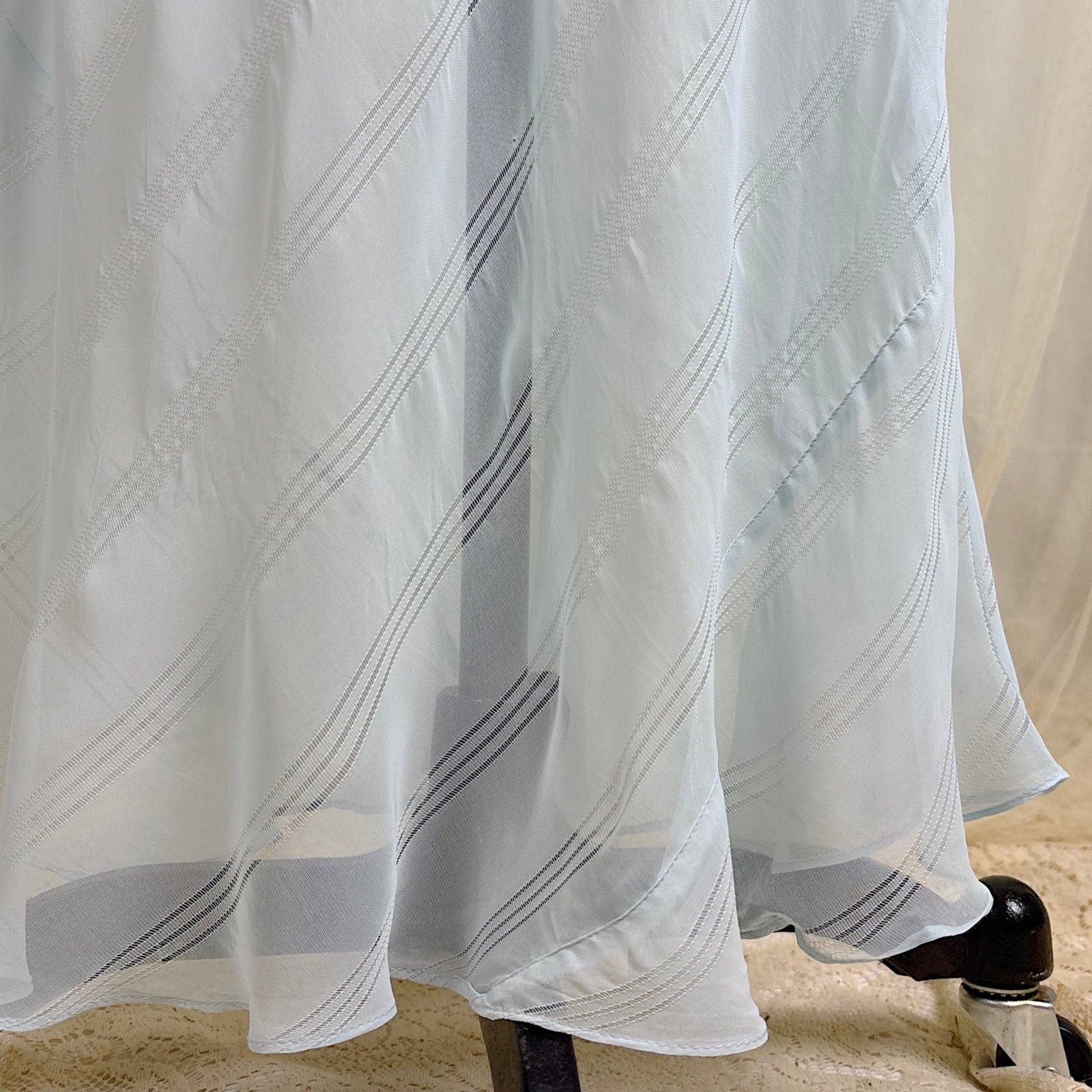 Vintage 1940's Sheer Sky Blue Rayon Chiffon Nightgown with Ladder Stitch Pattern, size S, M - Daggers & Dames