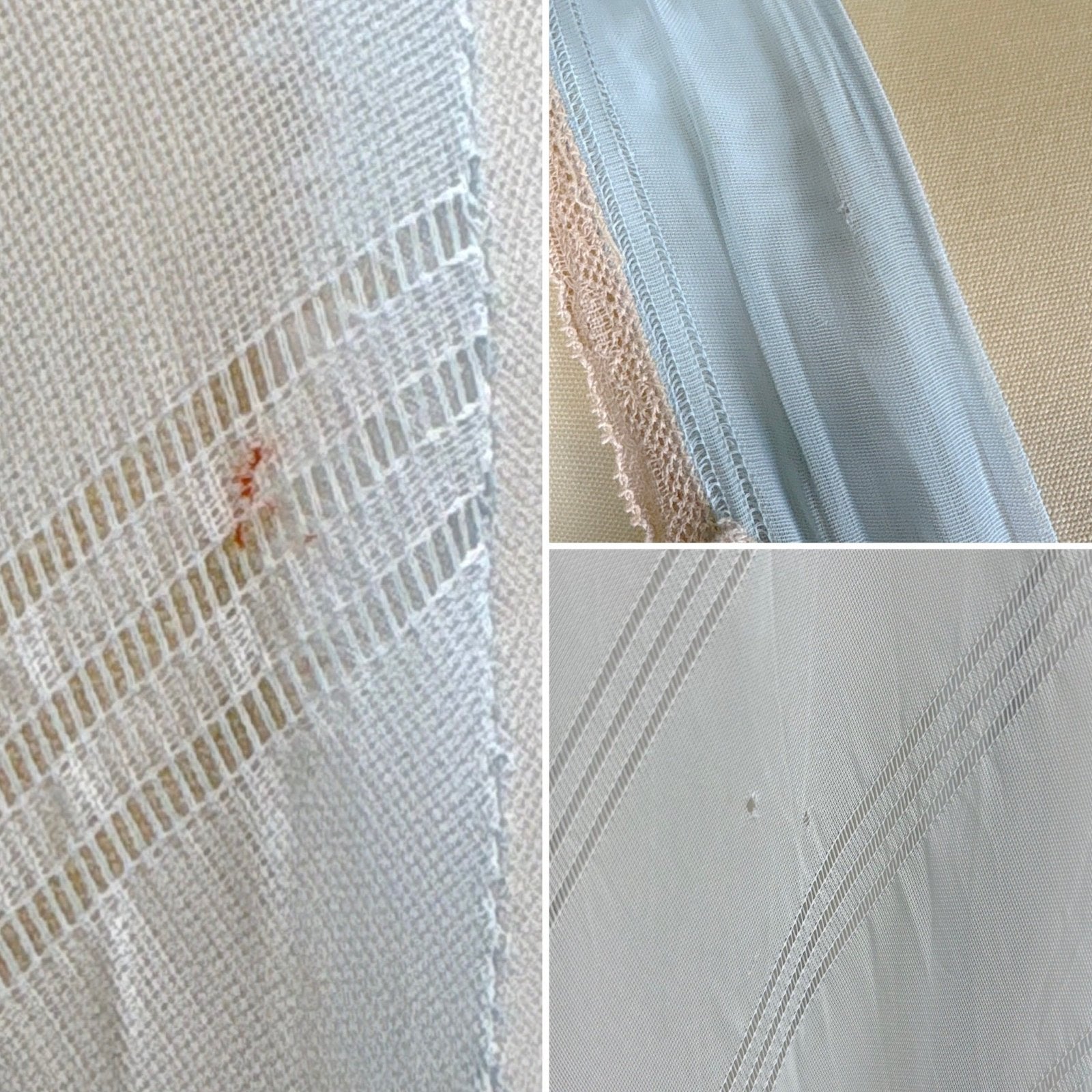 Vintage 1940's Sheer Sky Blue Rayon Chiffon Nightgown with Ladder Stitch Pattern, size S, M - Daggers & Dames