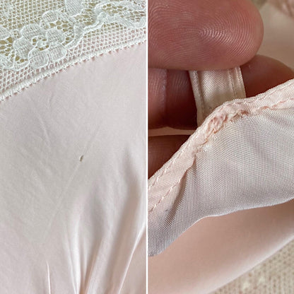 Vintage 1940's Slip - Pastel Pink Rayon with Baby Blue Butterfly Appliques & White Cotton Lace - Size S, M - By Triangle - Daggers & Dames