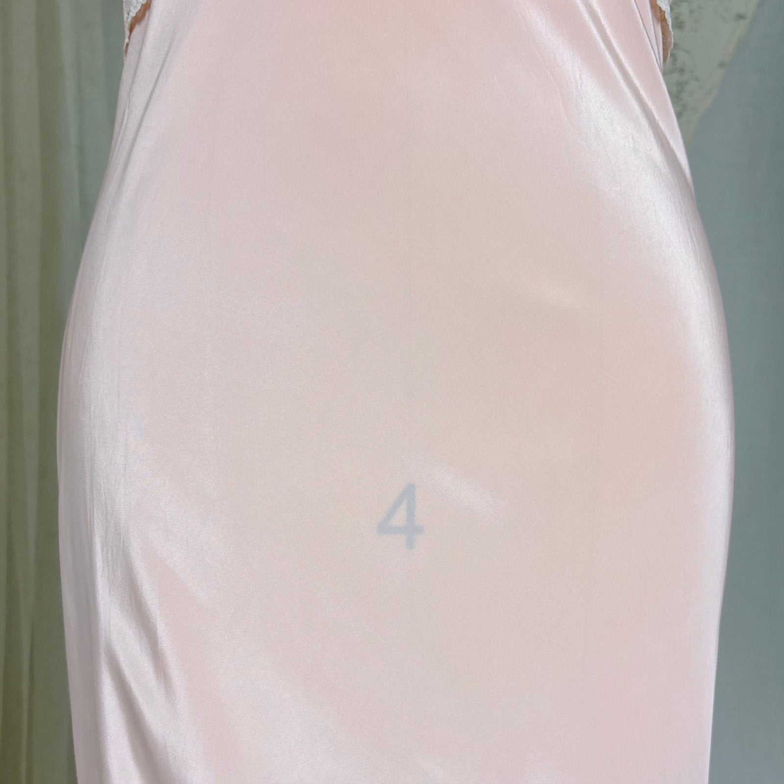 Vintage 1940's Tea Rose Pink Rayon Crepe de Chine Nightgown with Swiss Dot Lace, size XS, S - Daggers & Dames