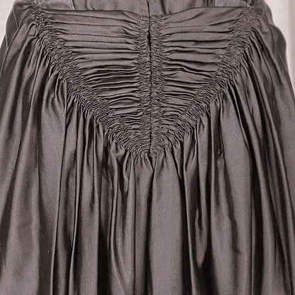 Vintage 1950's - 1960's Dress | Inky Black Silk with Ruched Bustle Detail | Size LG | Fira Benenson for Lord & Taylor - Daggers & Dames