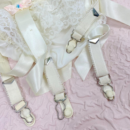 Vintage 1950's - 1960's Garter Panties | Creamy Off - White Satin with Ruffled Lace & Nylon Gusset | Size XS, S | By Glydon's - Daggers & Dames