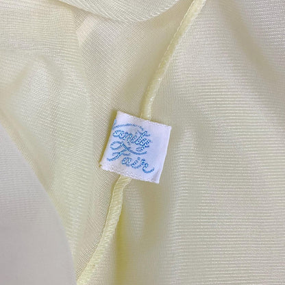 Vintage 1950's - 1960's Nightgown - Pale Lemon Nylon with Sheer White Chiffon & Cherry Blossom Embroidery - Size S, M - By Vanity Fair - Daggers & Dames