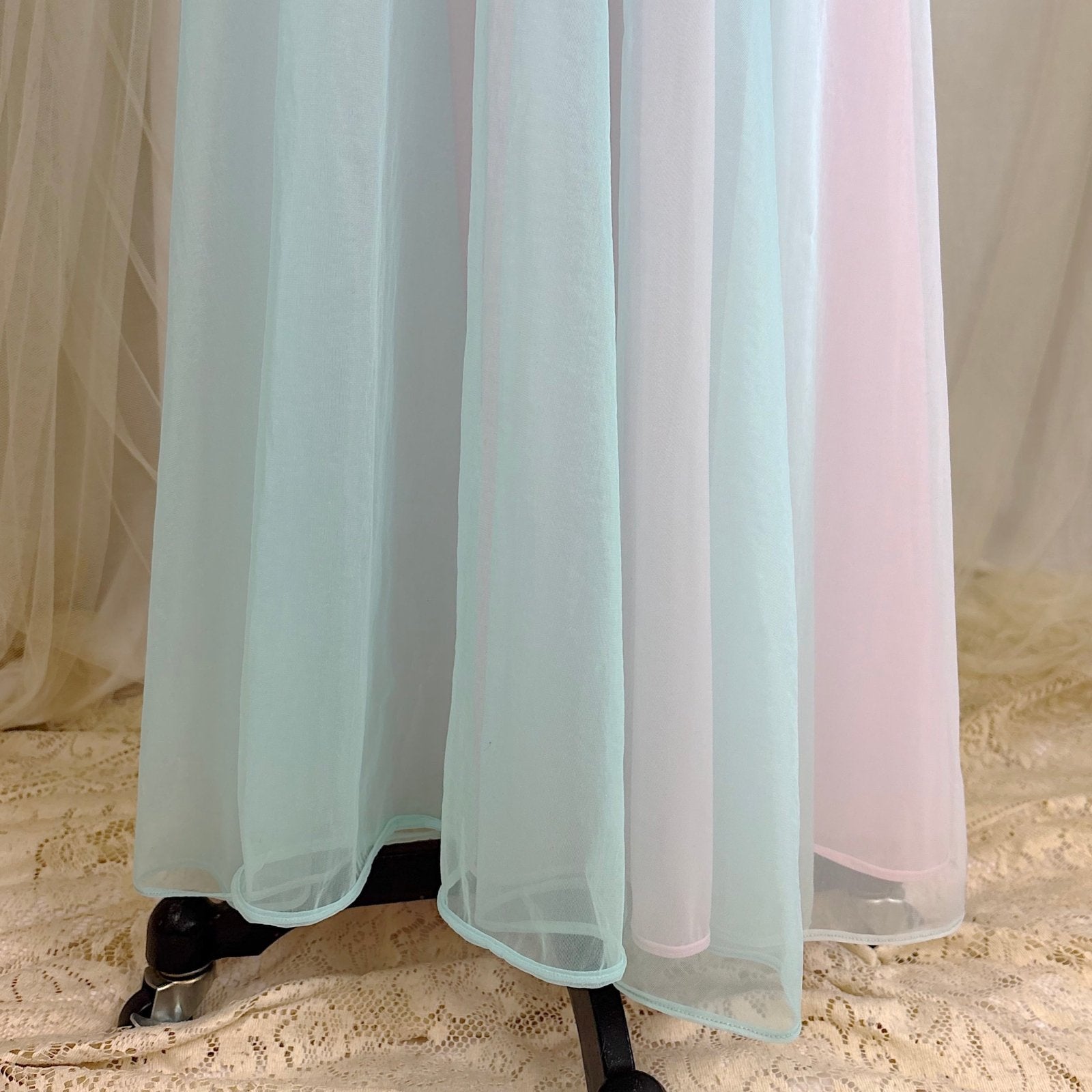 Vintage 1950's - 1960's Peignoir Set - Sheer Baby Blue & Lilac Purple Nylon Chiffon - by Vanity Fair - Daggers & Dames