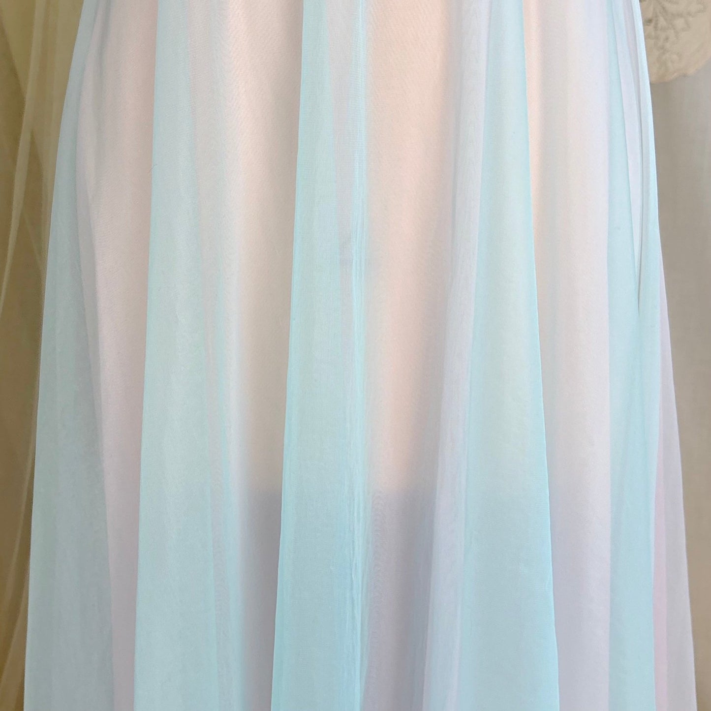Vintage 1950's - 1960's Peignoir Set - Sheer Baby Blue & Lilac Purple Nylon Chiffon - by Vanity Fair - Daggers & Dames
