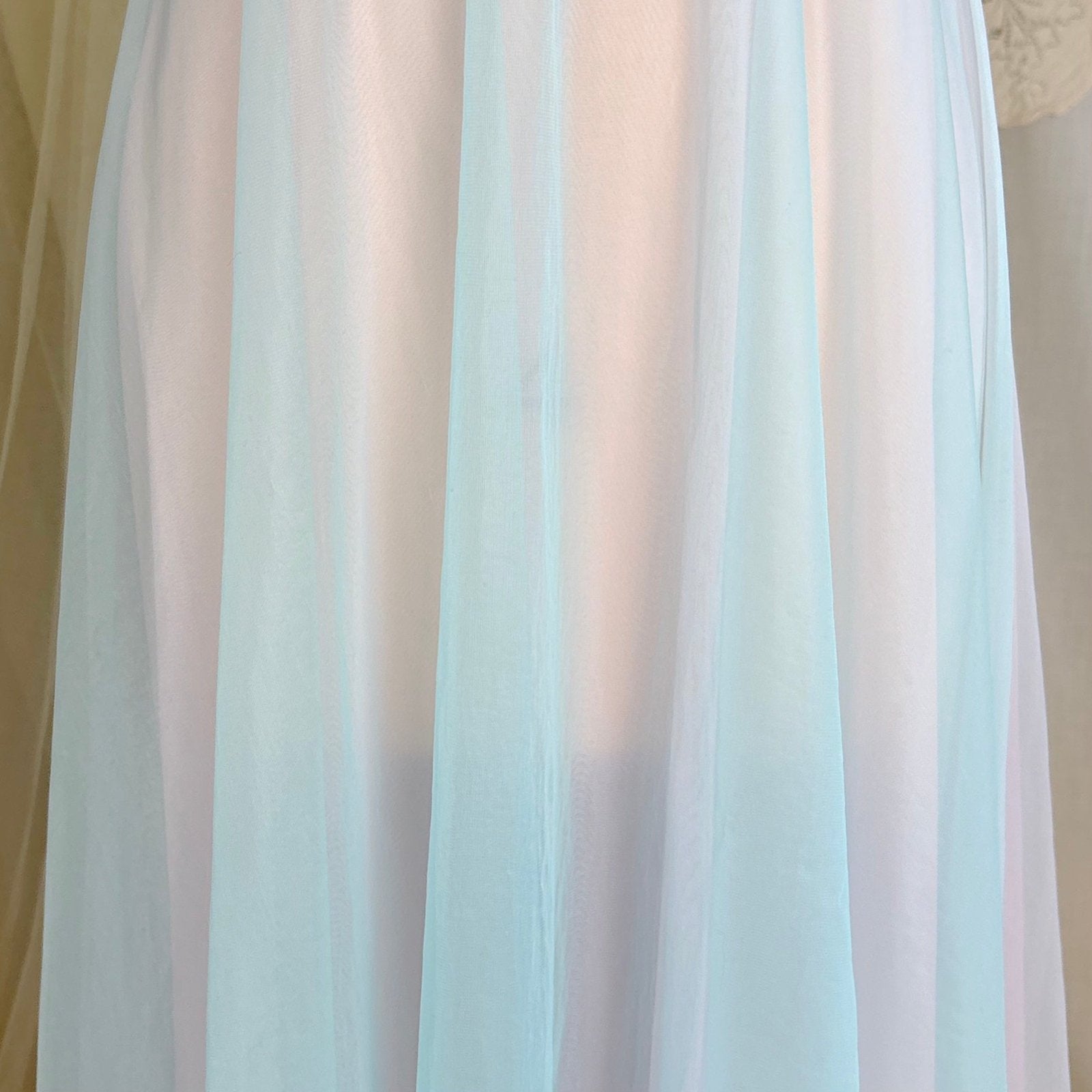 Vintage 1950's - 1960's Peignoir Set - Sheer Baby Blue & Lilac Purple Nylon Chiffon - by Vanity Fair - Daggers & Dames