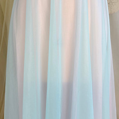 Vintage 1950's - 1960's Peignoir Set - Sheer Baby Blue & Lilac Purple Nylon Chiffon - by Vanity Fair - Daggers & Dames