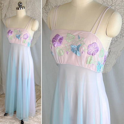 Vintage 1950's - 1960's Peignoir Set - Sheer Baby Blue & Lilac Purple Nylon Chiffon - by Vanity Fair - Daggers & Dames