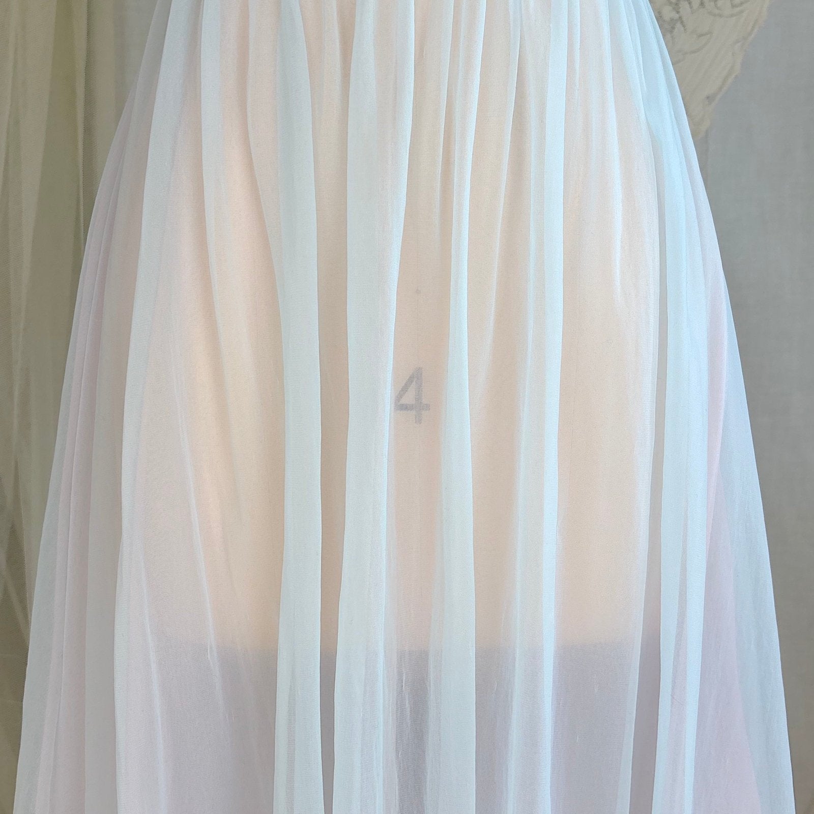 Vintage 1950's - 1960's Peignoir Set - Sheer Sky Blue & Baby Pink Nylon Chiffon with Diamond Shirring - by Carter's - Daggers & Dames