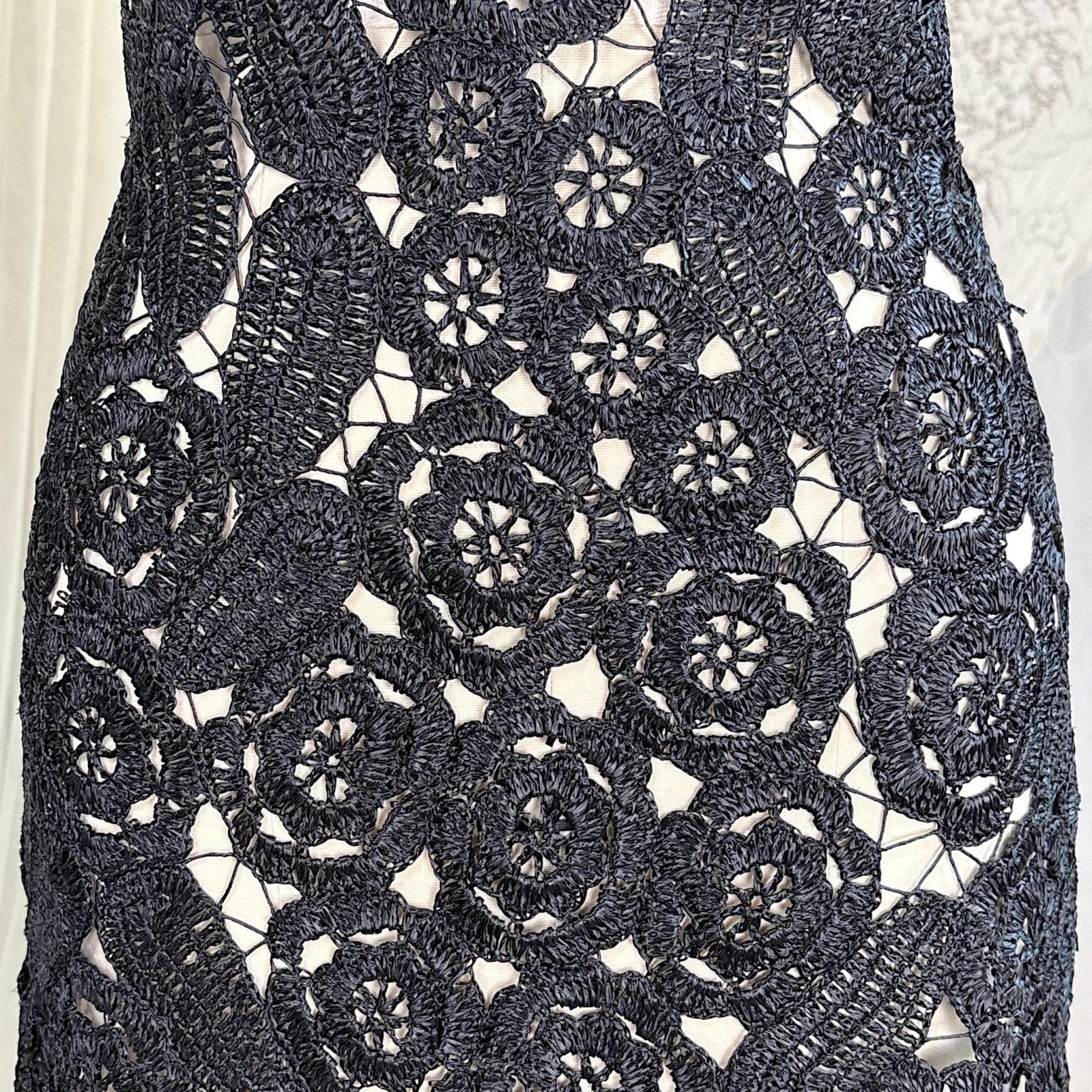 Vintage 1950's Black Raffia Lace Wiggle Dress, size M - Daggers & Dames