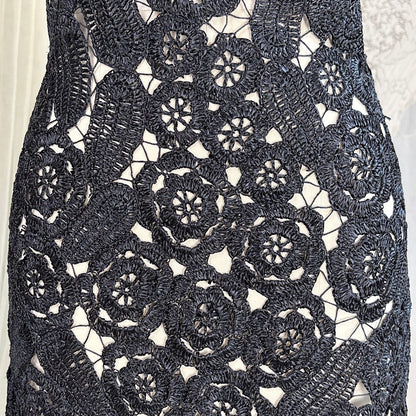 Vintage 1950's Black Raffia Lace Wiggle Dress, size M - Daggers & Dames
