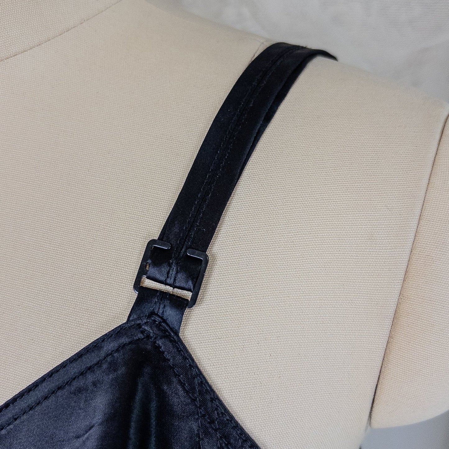 Vintage 1950's Bullet Bra - Black Acetate Satin with Circle Stitching by Exquisite Form | 34 C - Daggers & Dames