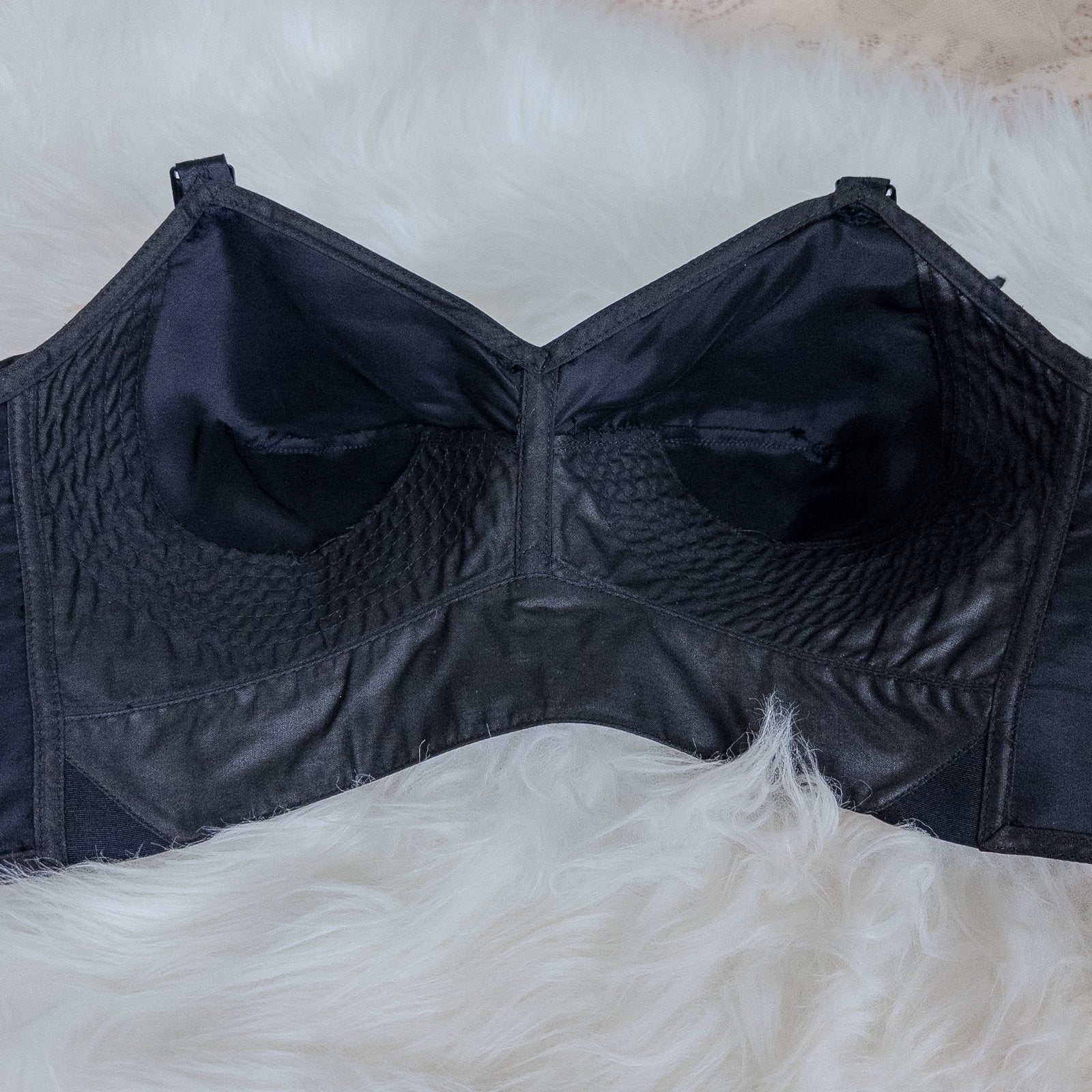 Vintage 1950's Bullet Bra - Black Acetate Satin with Circle Stitching by Exquisite Form | 34 C - Daggers & Dames