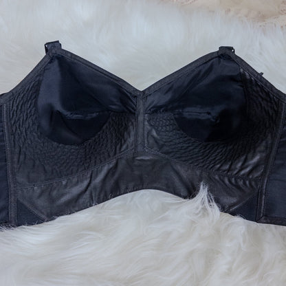 Vintage 1950's Bullet Bra - Black Acetate Satin with Circle Stitching by Exquisite Form | 34 C - Daggers & Dames