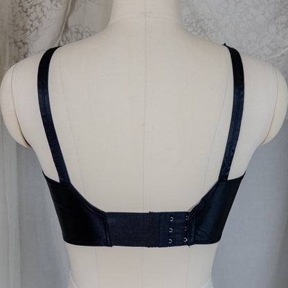 Vintage 1950's Bullet Bra - Black Acetate Satin with Circle Stitching by Exquisite Form | 34 C - Daggers & Dames