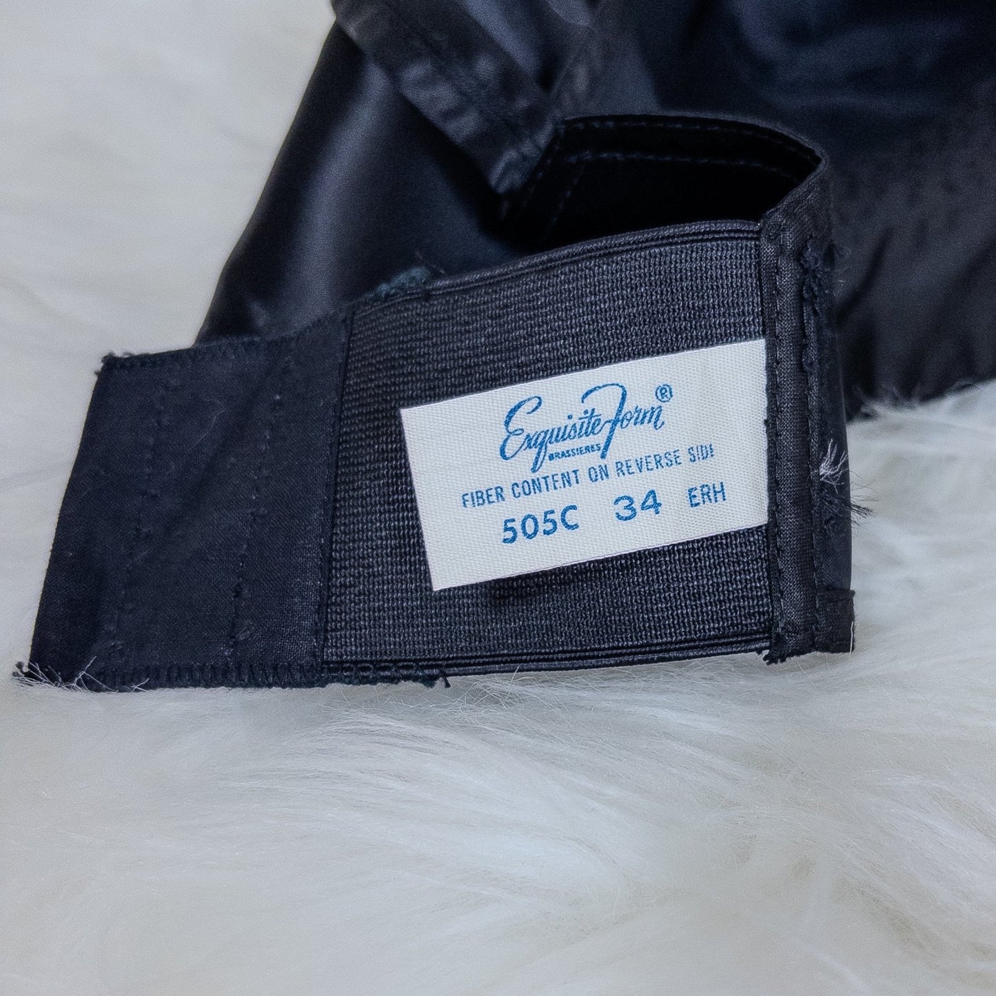 Vintage 1950's Bullet Bra - Black Acetate Satin with Circle Stitching by Exquisite Form | 34 C - Daggers & Dames