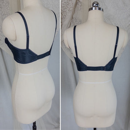 Vintage 1950's Bullet Bra - Deadstock Sheer Black Floral Lace with Circle Stitching by Formfit | 34 A, 32 B - Daggers & Dames