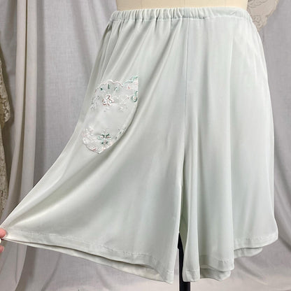 Vintage 1950's Crop Top & Bloomers Pajama Set | Pale Aqua Blue Nylon with Sheer White Chiffon Trim | Size XS, S | Mojud - Never Worn - Daggers & Dames