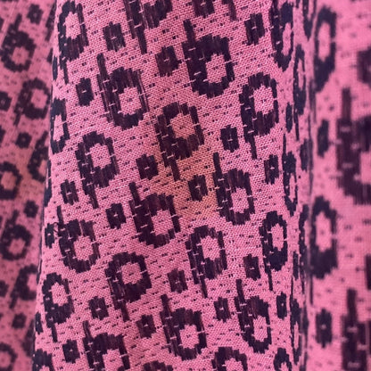 Vintage 1950's Full Swing Bowling Dress | Bubblegum Pink with Navy Blue Abstract Cotton Damask | Size 32 - 34 Bust, XS | Peg Hurley by Brunner - Daggers & Dames