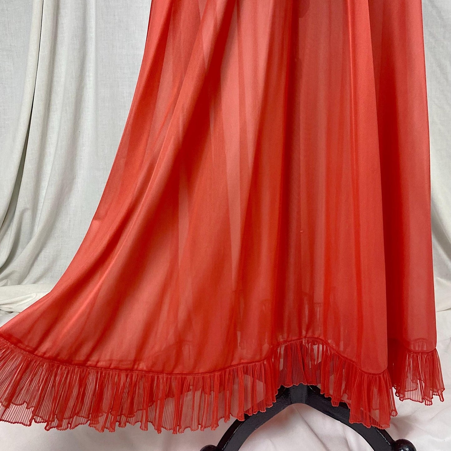 Vintage 1950's Nightgown | Scarlet Red Nylon with Halter Neckline & Crystal Pleating | Size XS, S | Faerie by Surelock - Daggers & Dames