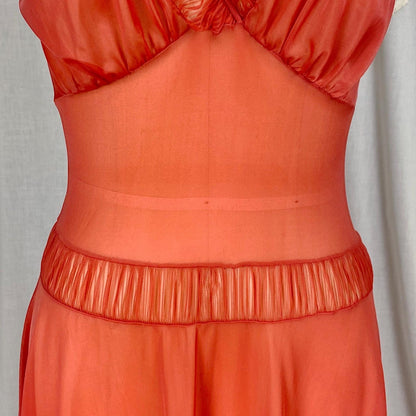 Vintage 1950's Nightgown | Scarlet Red Nylon with Halter Neckline & Crystal Pleating | Size XS, S | Faerie by Surelock - Daggers & Dames