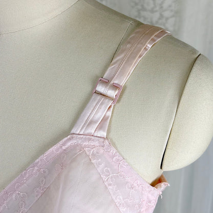 Vintage 1950's Rose Pink Rayon Satin All - in - One Girdle - By Promise by Poirette, size S, M - Daggers & Dames