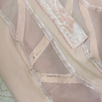 Vintage 1950's Rose Pink Rayon Satin All - in - One Girdle - By Promise by Poirette, size S, M - Daggers & Dames