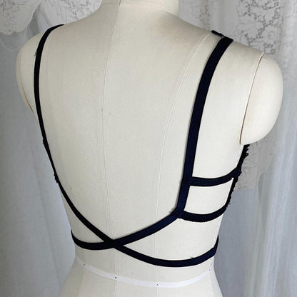 Vintage 1950's U - Wire Bra | Sheer Black Lace with Adjustable Low Back | Size 36 B | Holiday by Formfit - Designers Collection - Daggers & Dames