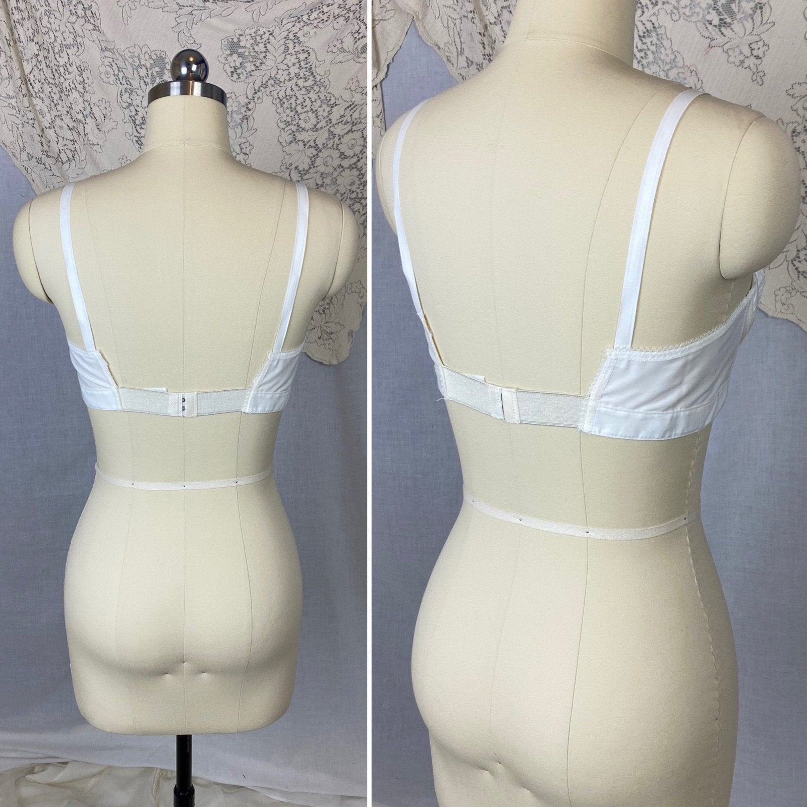 Vintage 1960's Bra | Crisp White Cotton with Bullet Cups & Star Embroidery | Size 34 A, 32 B - Daggers & Dames