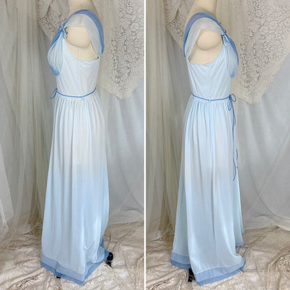 Vintage 1960's Nightgown - Blue Ombre Nylon with Two - Tone Chiffon Bust - by Lucite, size S, M - Daggers & Dames
