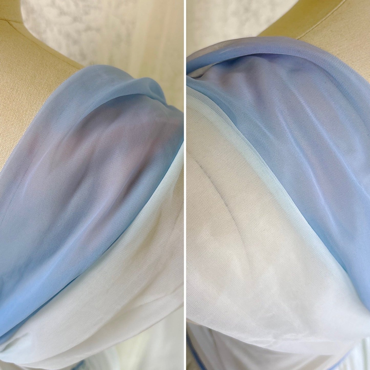 Vintage 1960's Nightgown - Blue Ombre Nylon with Two - Tone Chiffon Bust - by Lucite, size S, M - Daggers & Dames