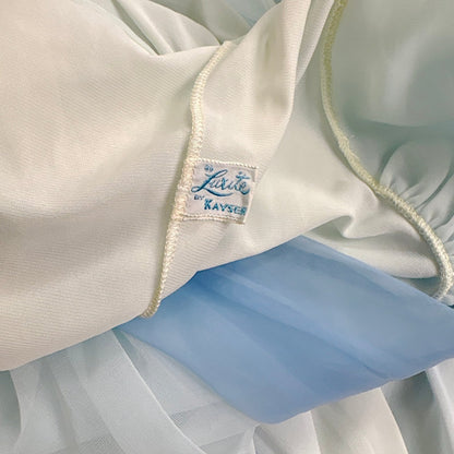 Vintage 1960's Nightgown - Blue Ombre Nylon with Two - Tone Chiffon Bust - by Lucite, size S, M - Daggers & Dames