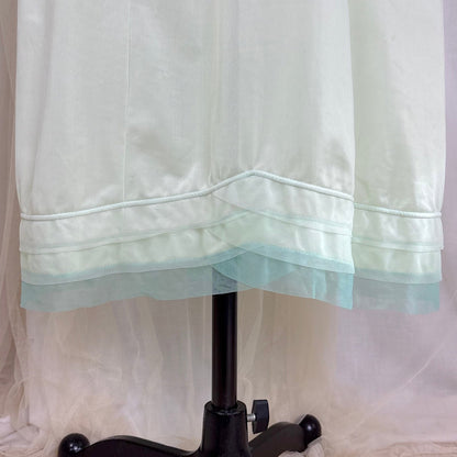 Vintage 1960's Nightgown - Mint Green Nylon with Crystal Pleated Chiffon Bust - by Rogers, size M - Daggers & Dames