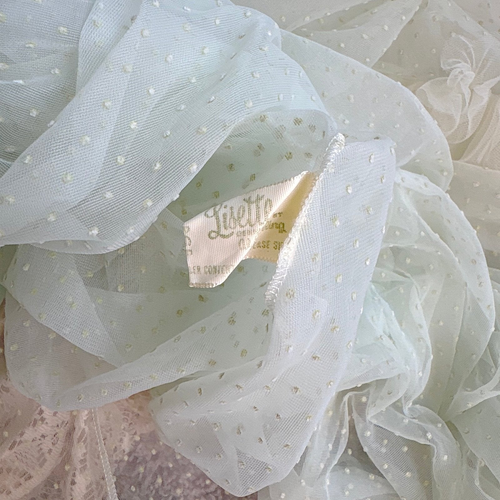 Vintage 1960's Peignoir Set - Pale Green Nylon Chiffon with Ruffled Tulle - by Al Sterling - Daggers & Dames