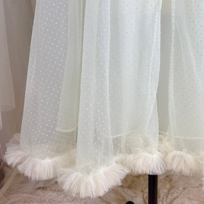 Vintage 1960's Peignoir Set - Pale Green Nylon Chiffon with Ruffled Tulle - by Al Sterling - Daggers & Dames