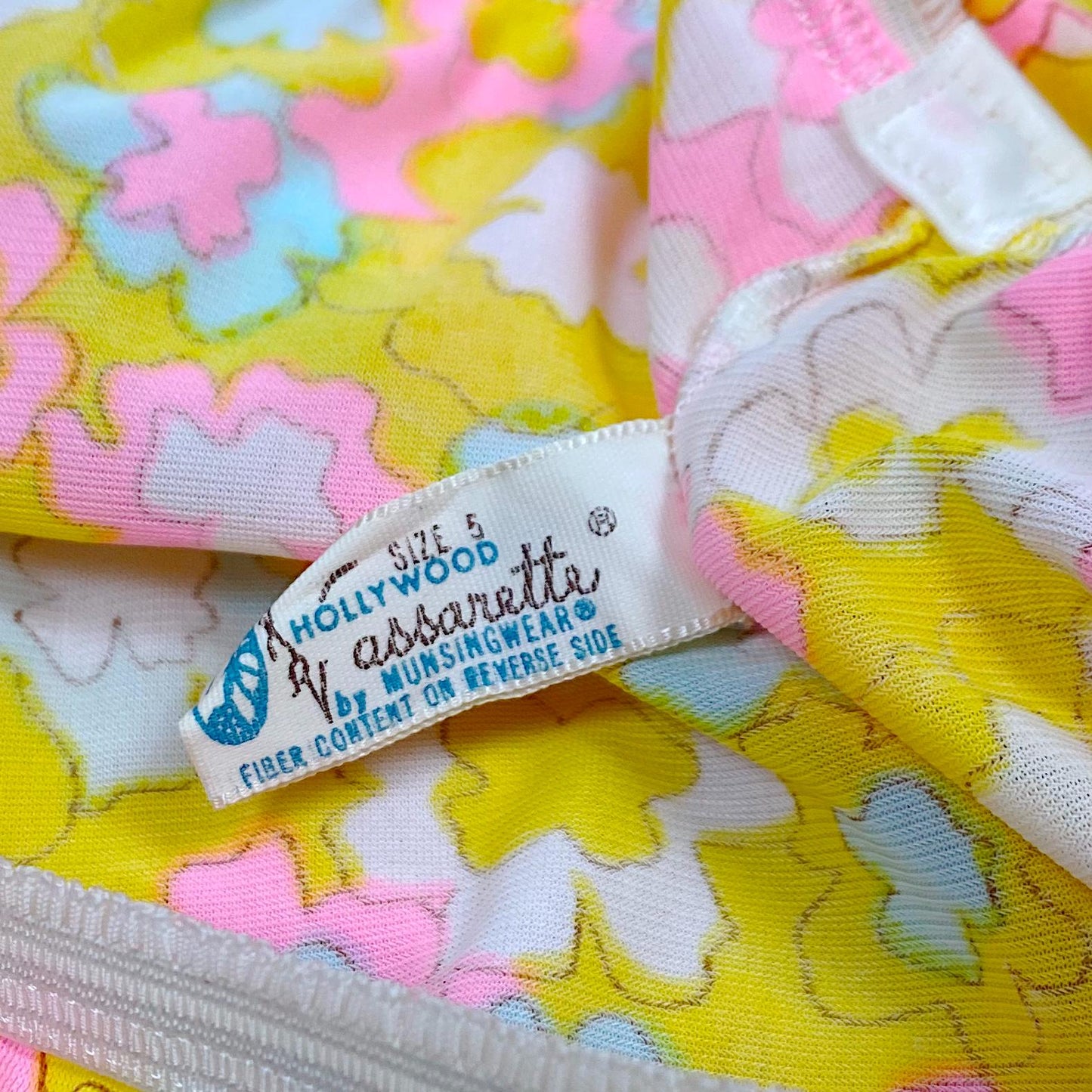 Vintage 1960's Pillow Tab Panties | High Rise White Nylon with Floral Print & Mushroom Gusset | Size S, M | By Vassarette - Never Worn - Daggers & Dames